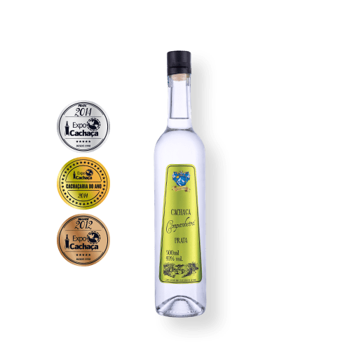 Cachaça Companheira Prata, exportação 500ml.